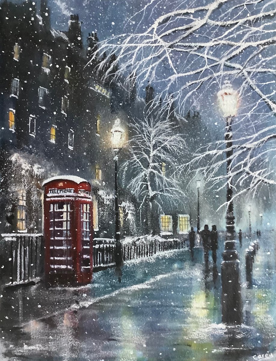 Impressionistic Cityscapes Watercolour By Darren Carey, 11 X 15, City Winter, Original Artwork