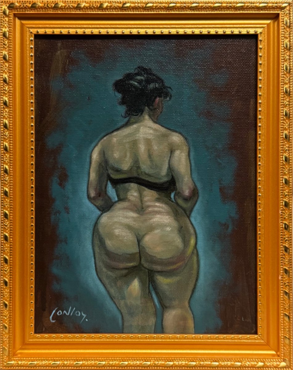 Expressive Portrait Oil Painting By Pete Conroy, 8 X 10", Standing Nude, Original Artwork