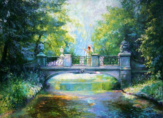 Bridge in the summer park