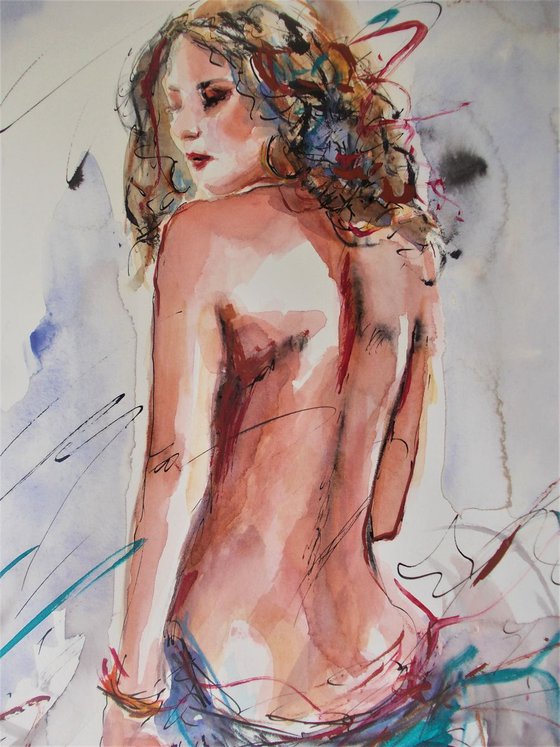 Woman Watercolor mixed media on paper