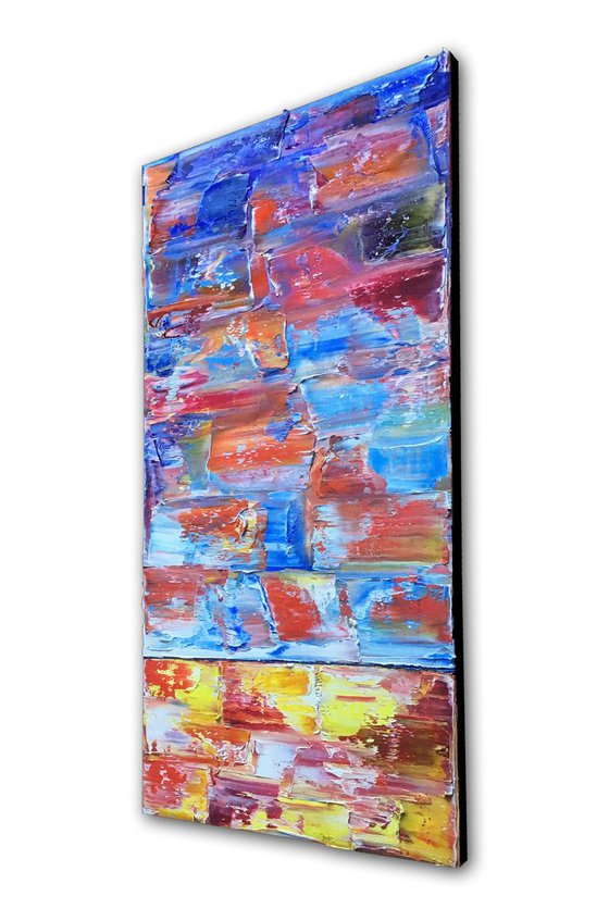 "Fire And Ice" - Save As Series - Original Extra Large PMS Abstract Diptych Oil Paintings On Canvas - 48" x 48"