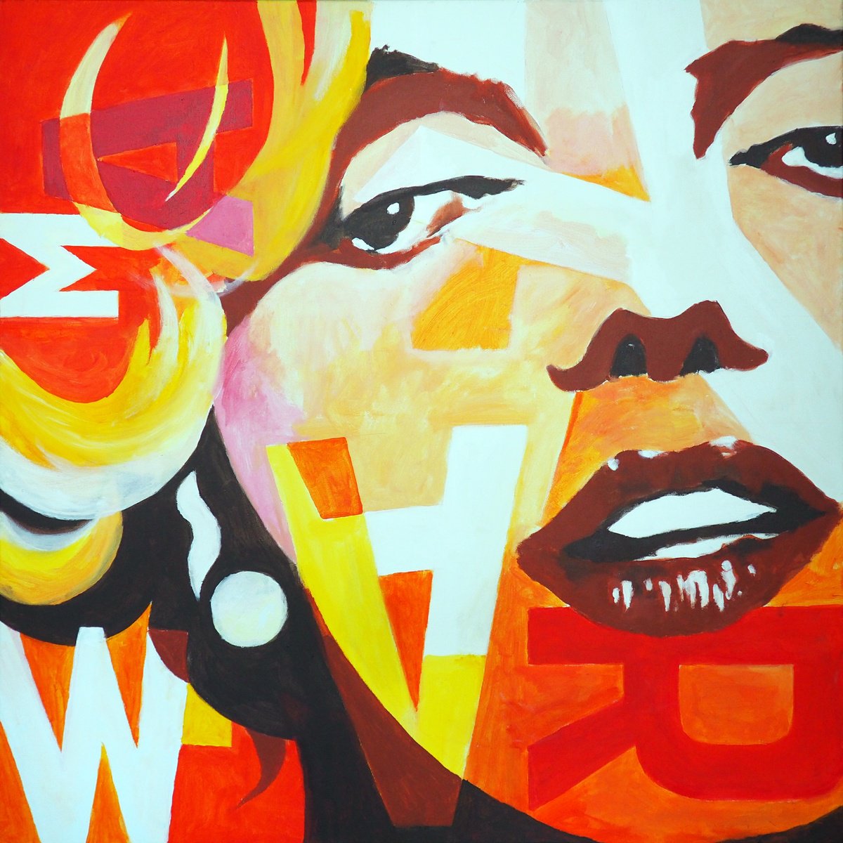 Expressive Portrait Acrylic Painting By Nicolas Goia, 39 X 39", Marilyn Portrait 4, Original Artwork