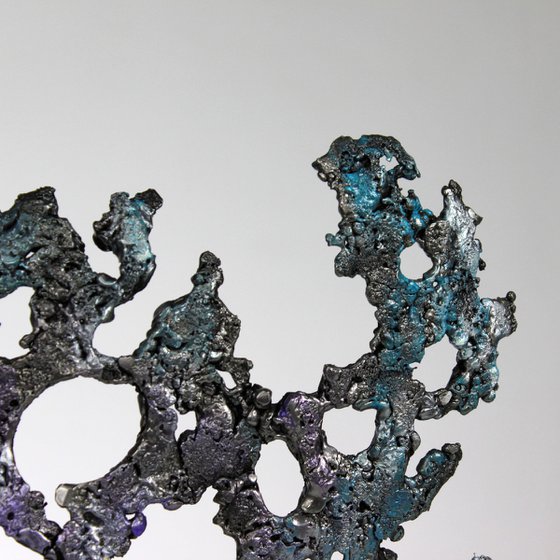 Abstraction II - Abstract metal sculpture - steel and pigment - Philippe Buil