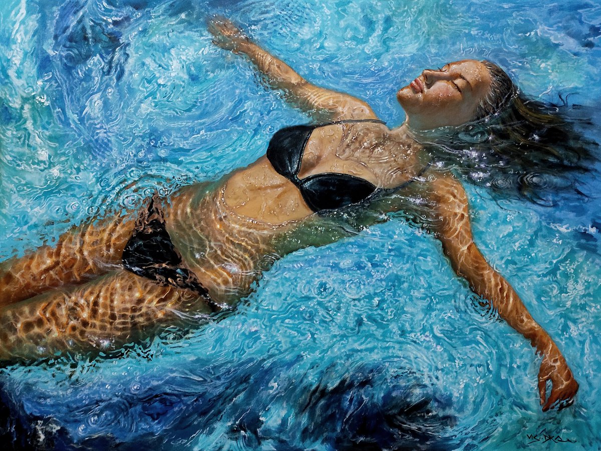 Girl swimming65(48x36 in) by Vishalandra Dakur