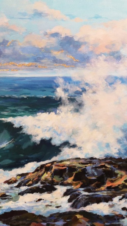 Golden light on the ocean wave by Alexander Koltakov