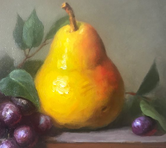 Pear and Grapes Still Life Painting