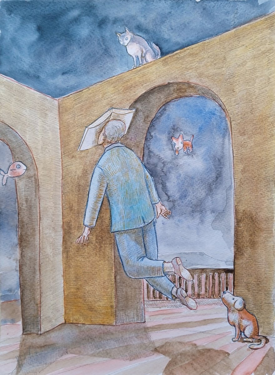 Illustrative Animal Pastel Drawing By Paolo Beneforti, 9 X 13", Levitation Book, Original Artwork