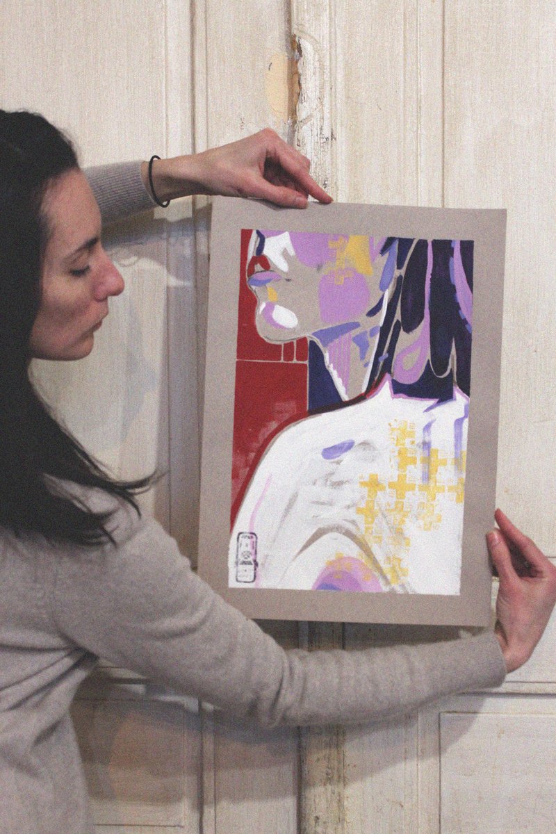 Graphic Acrylic Painting , Shoulders (2021) By Iryna Tymkul, 12 X 16, Artwork For Sale On Artfinder