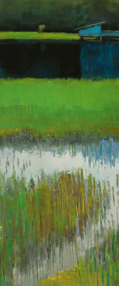 Grassy Waters Trails  30x30" 76x76cm Contemporary Art by Bo Kravchenko by Bo Kravchenko