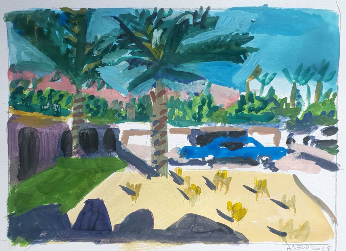 Impressionistic Painting , Palm Springs By Stephen Abela, 12 X 8, Artwork For Sale On Artfinder