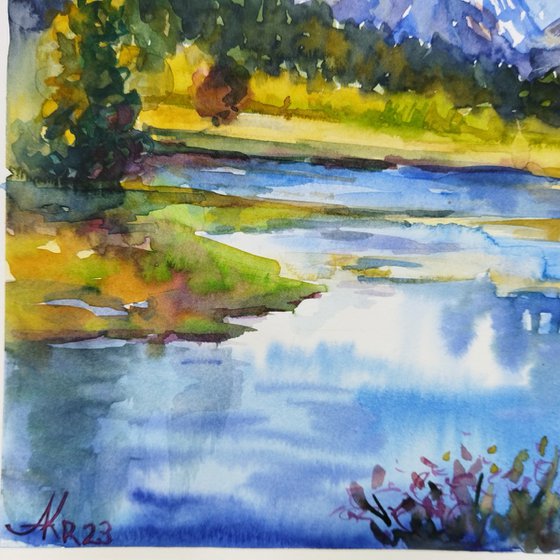 Mountain Grand Teton - National Park Wyoming Watercolour by Ann ...