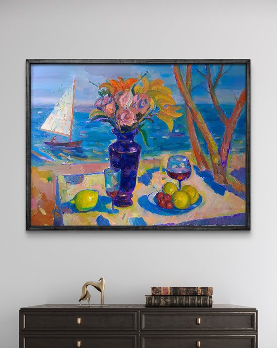Still Life against the Background of the Sea