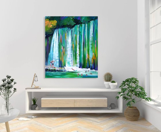 Waterfall in Quiet Forest