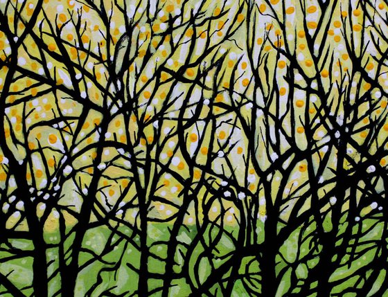 Green Yellow Silhouette Trees