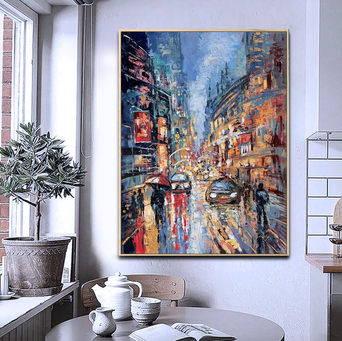  Rainy City Reflections By Lana Guise, 29 X 41, Artwork For Sale On Artfinder