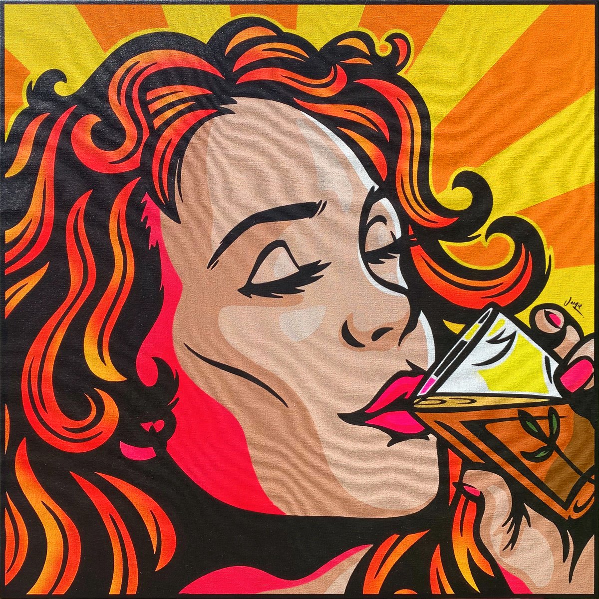 Urban And Pop Portrait Acrylic Painting By Jamie Lee, 24 X 24, Carrulim Chica, Original Artwork