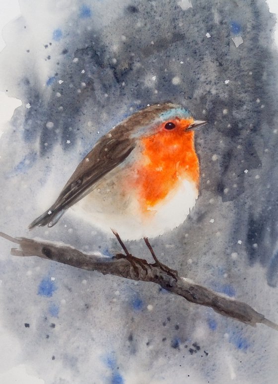 Original Watercolour Robin Bird Painting