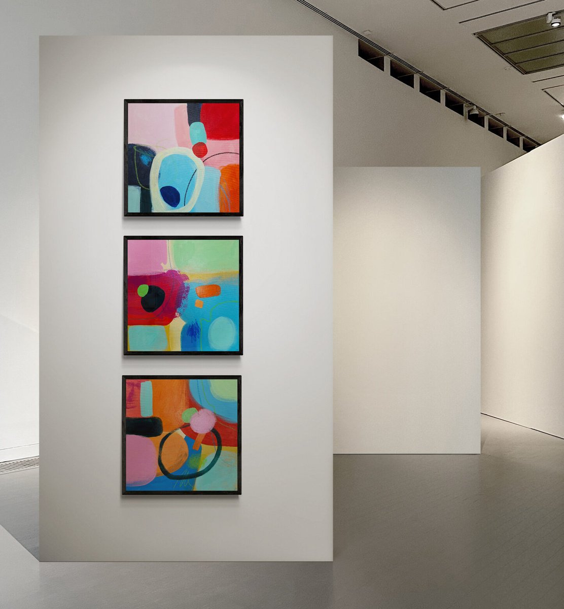 Colorful abstract triptych by Sasha Robinson