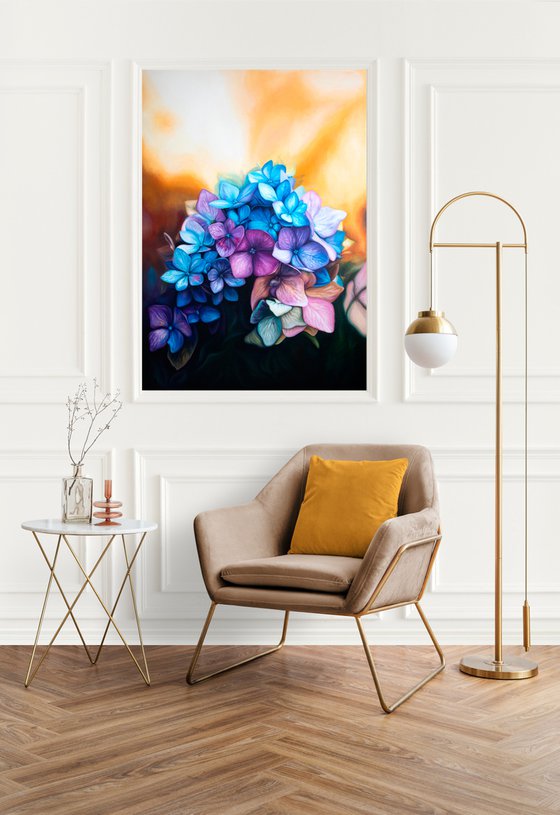 Hydrangea | Realism blue and violet flowers