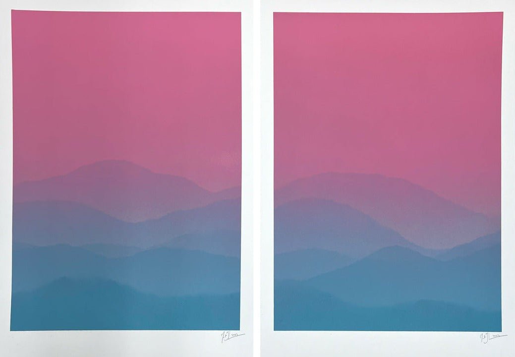 Abstract Acrylic Painting By Matt Jukes, 17 X 23", Somewehere Over There I & Ii - Original, Original Artwork