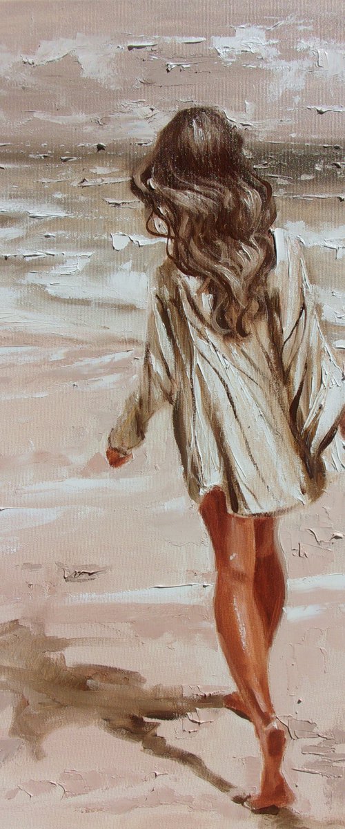 " SUMMER  ... " SEA original painting palette knife GIFT MODERN URBAN ART OFFICE ART DECOR HOME DECOR GIFT IDEA by Monika Luniak