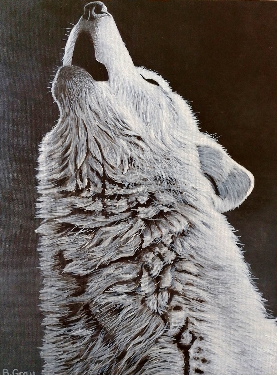 Wolf painting 2 by Barry Gray