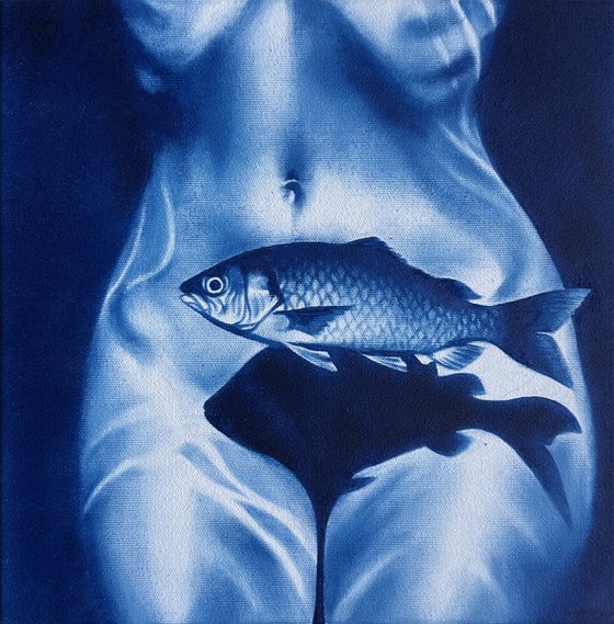 Something Fishy – Blue Nude with Fish