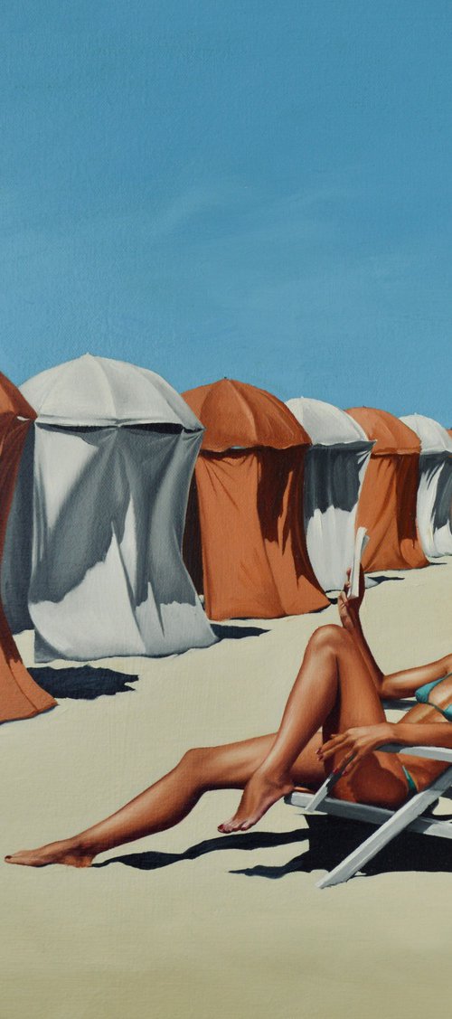 Beach huts and a book by Johnny Popkess