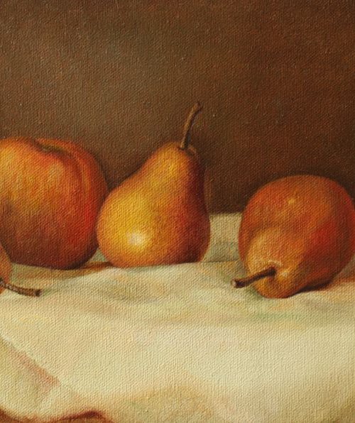 still life with pears and apples by Julia Diven