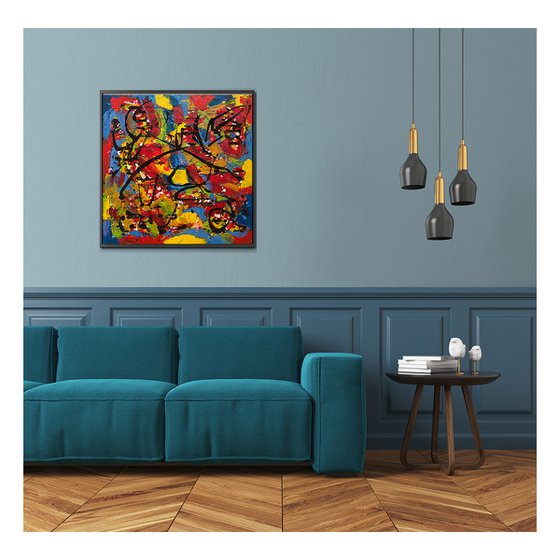 Abstract Canvas Art, Wall Art Abstract, Modern Art Abstract, Abstract Wall Decor, Abstract Painting,  Square Wall Art , Painting on Canvas,