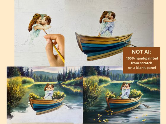 Custom wedding oil painting portrait from pic