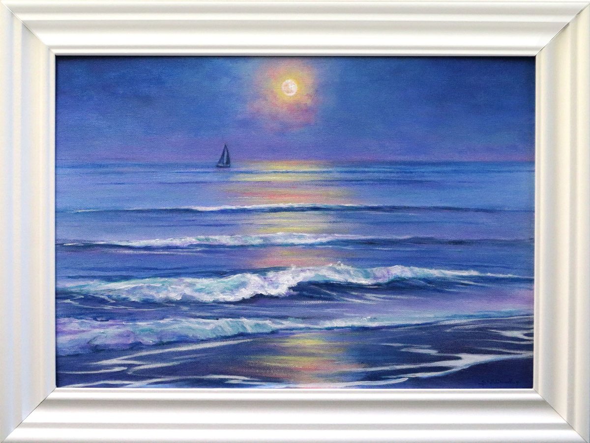  Moonlight Sailing Ii By Stella Dunkley, 20 X 15, Artwork For Sale On Artfinder