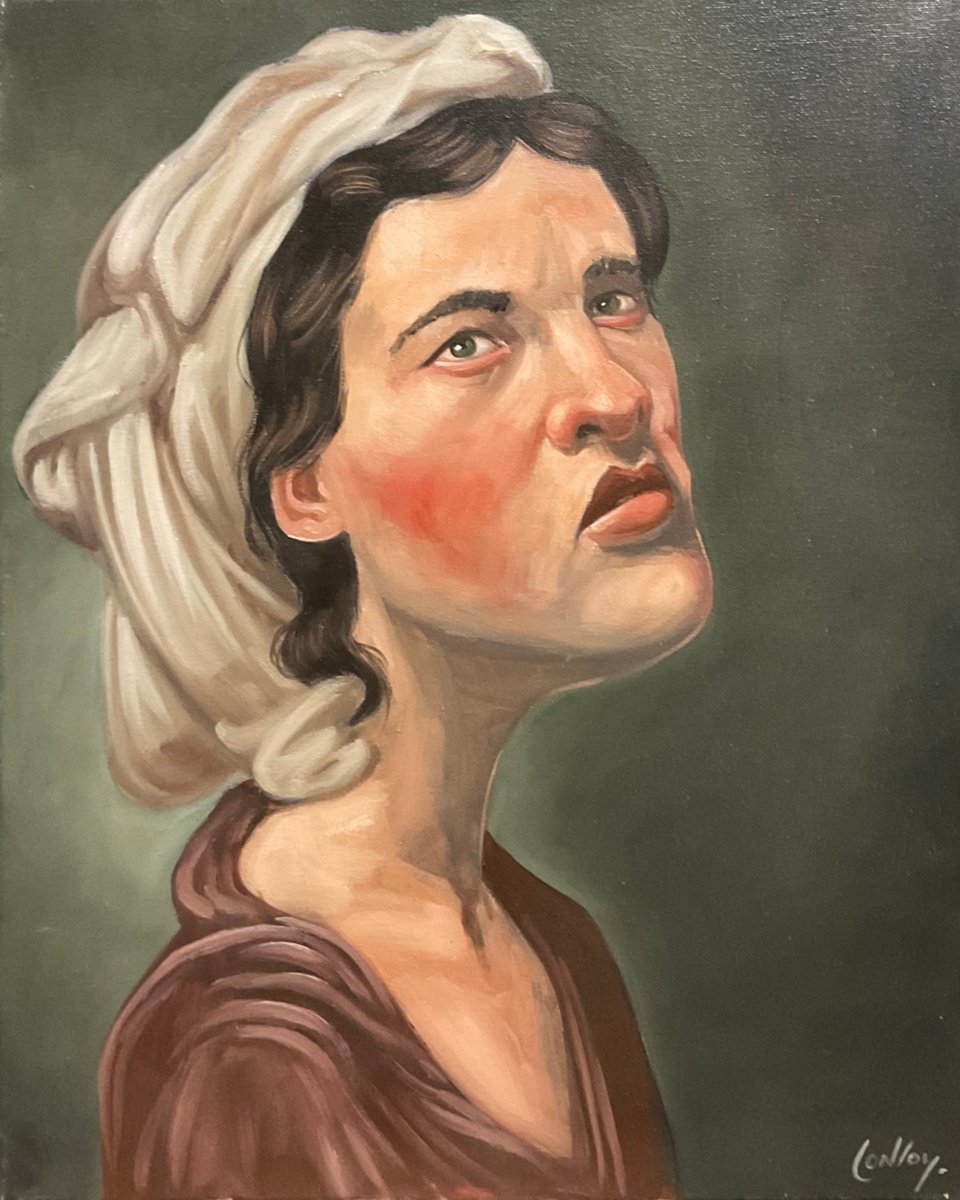 Expressive Portrait Oil Painting By Pete Conroy, 16 X 20", The Peasant Girl, Original Artwork