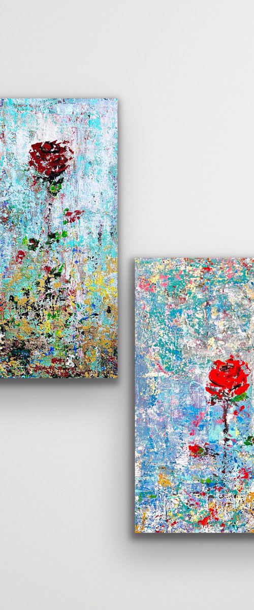 A wildflower in Love - Diptych by Pooja Verma