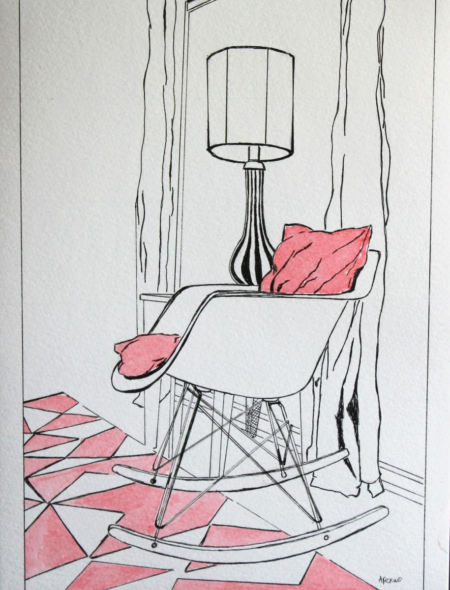 Illustrative Cityscapes Ink Drawing By Afekwo, 9 X 12, Living Room, Original Artwork