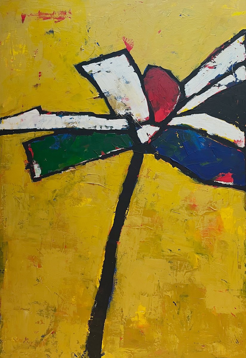 Illustrative Botanical Acrylic Painting By Nick Molloy, 39 X 59", Rock Flowers, Original Artwork