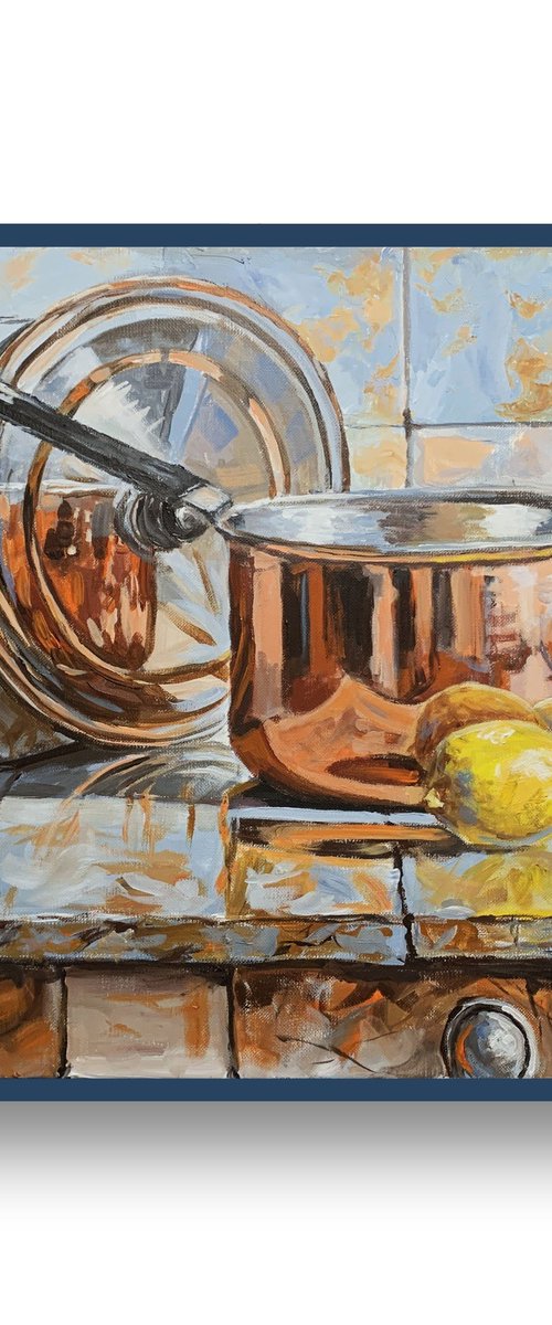 Simple joy. Copper pot and lemons. by Vita Schagen