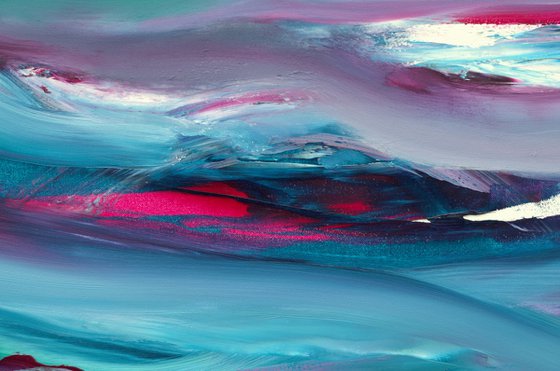 Vibrant blue, emotional skyscape, 120x60 cm