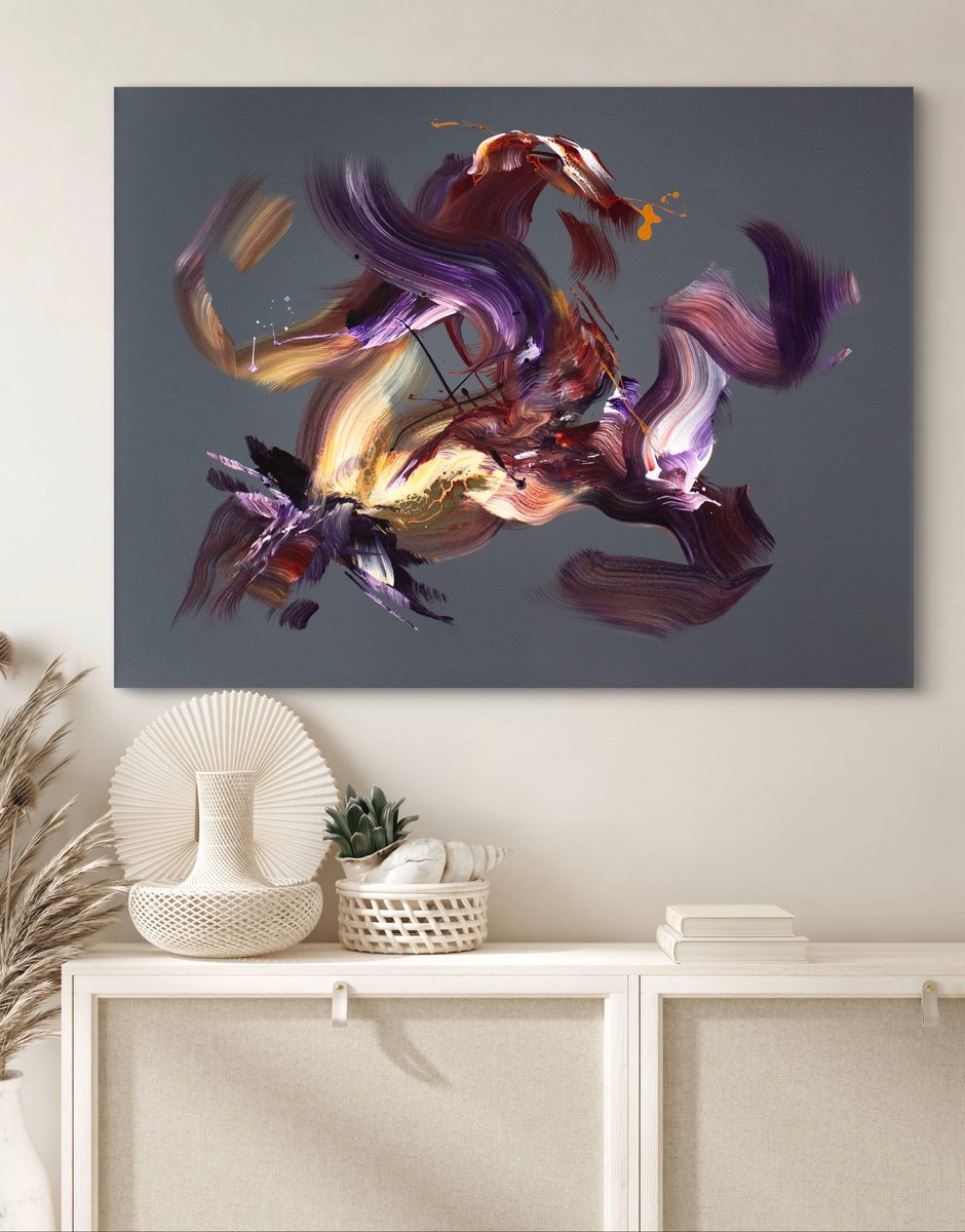 Abstract Acrylic Painting By Paresh Nrshinga Frsa, 36 X 48", Fireworks Night, Original Artwork