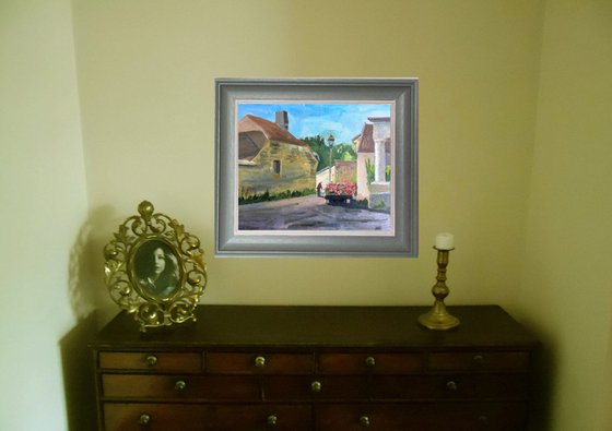 Burgundy hilltop Village, an original oil painting