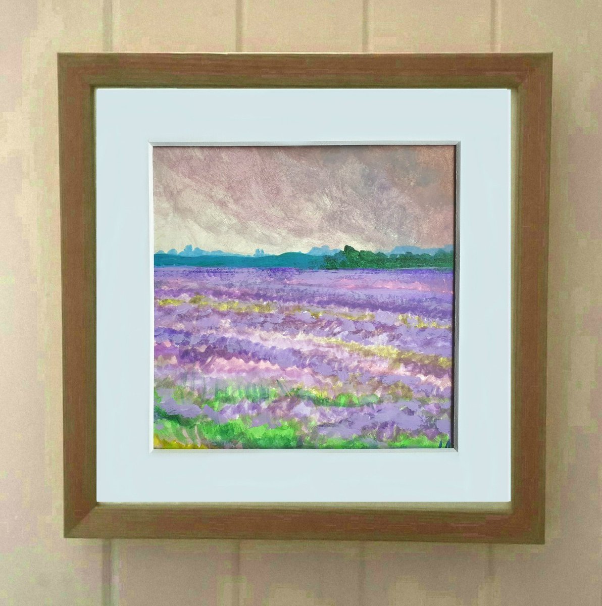 Lavender Fields 2 - mounted landscape, small gift idea by Lisa Mann