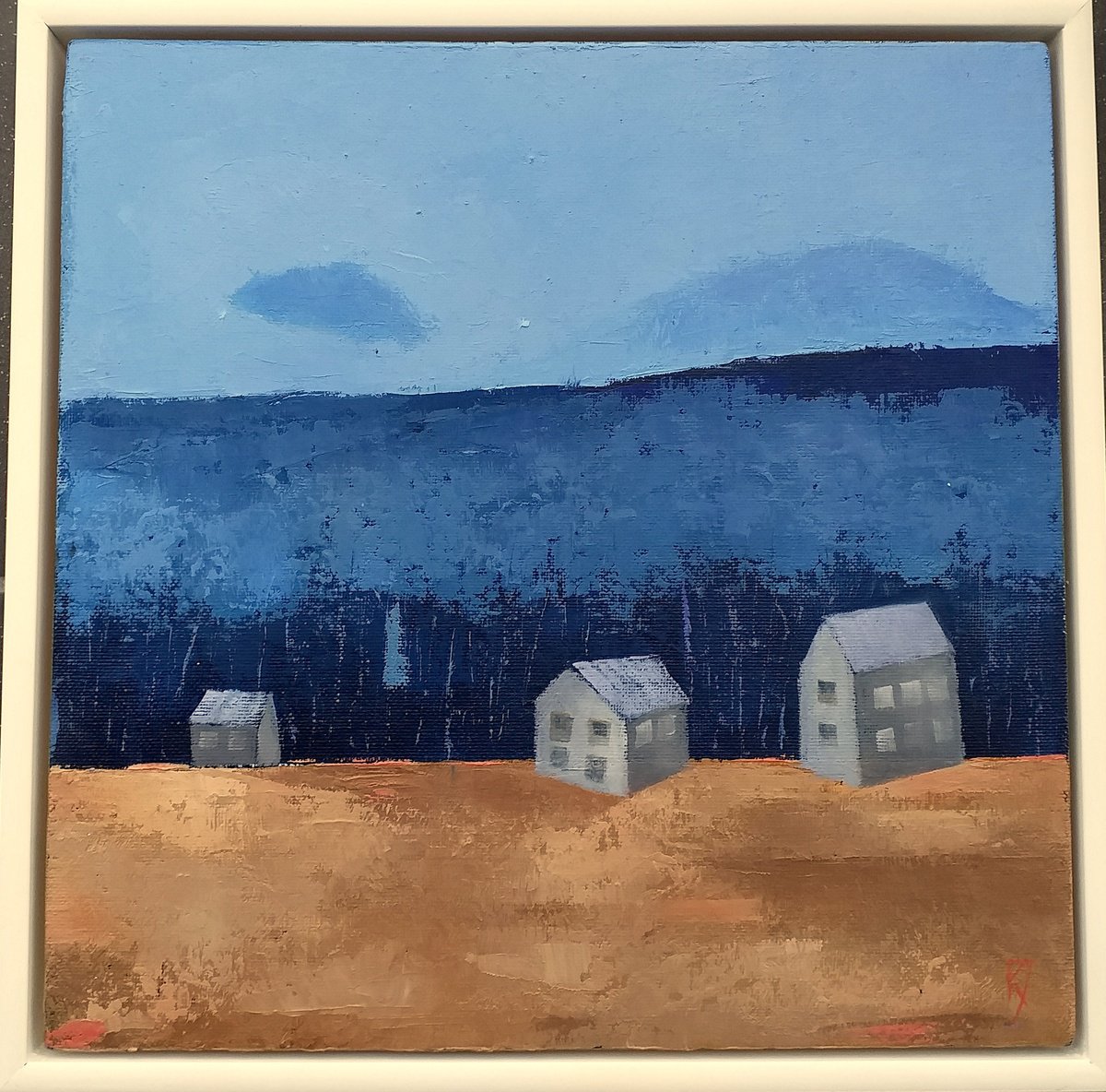 Abstract Landscape Oil Painting By Kestutis Jauniskis, 13 X 13", Landscape 43, Original Artwork