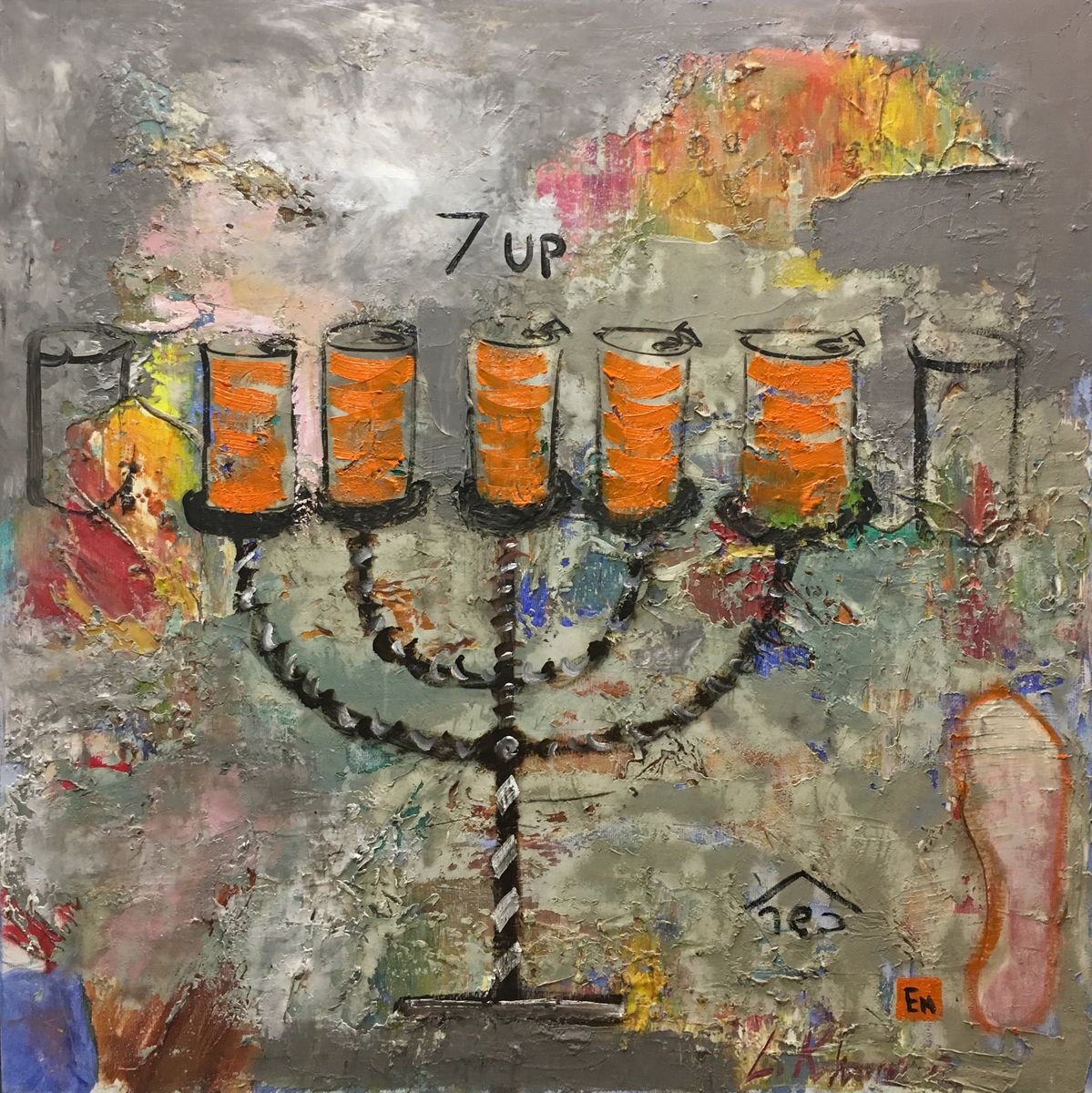 7UP & Menorah, contemporary art, Judaic Art by Leo Khomich