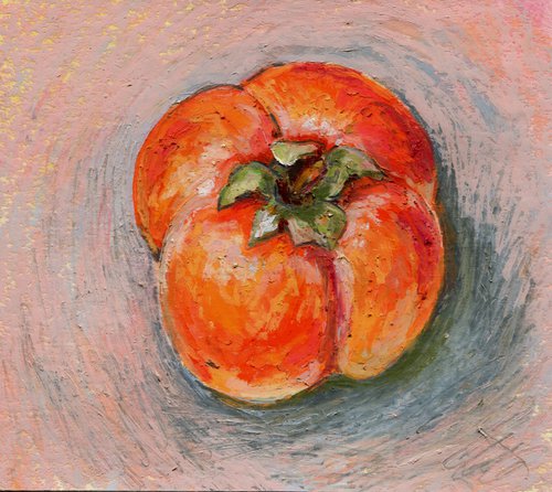Oil pastel persimmon by Liliya Rodnikova