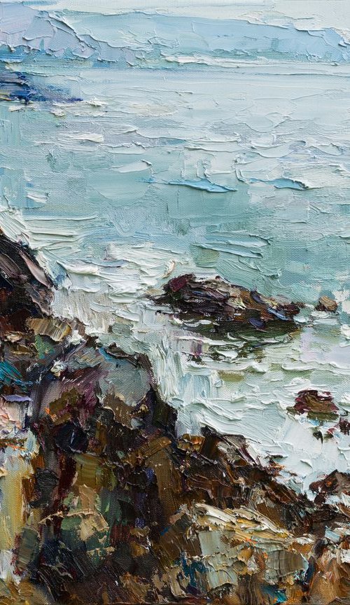 Rocky shore #2 Original oil seascape painting by Anastasiia Valiulina