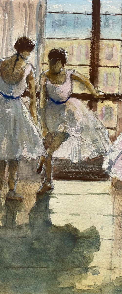 Three ballerinas at the Barre. by Paul Mitchell