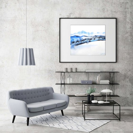 Abstract landscape Painting "Snowy Hills"