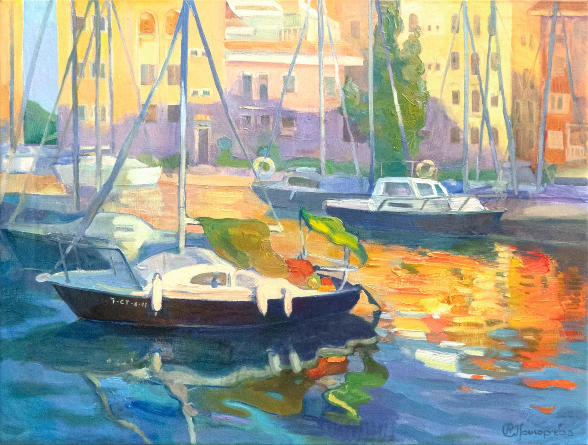 Impressionistic Landscape Oil Painting By Anastasiia Grygorieva, 31 X 24, Evening Silence, Original Artwork