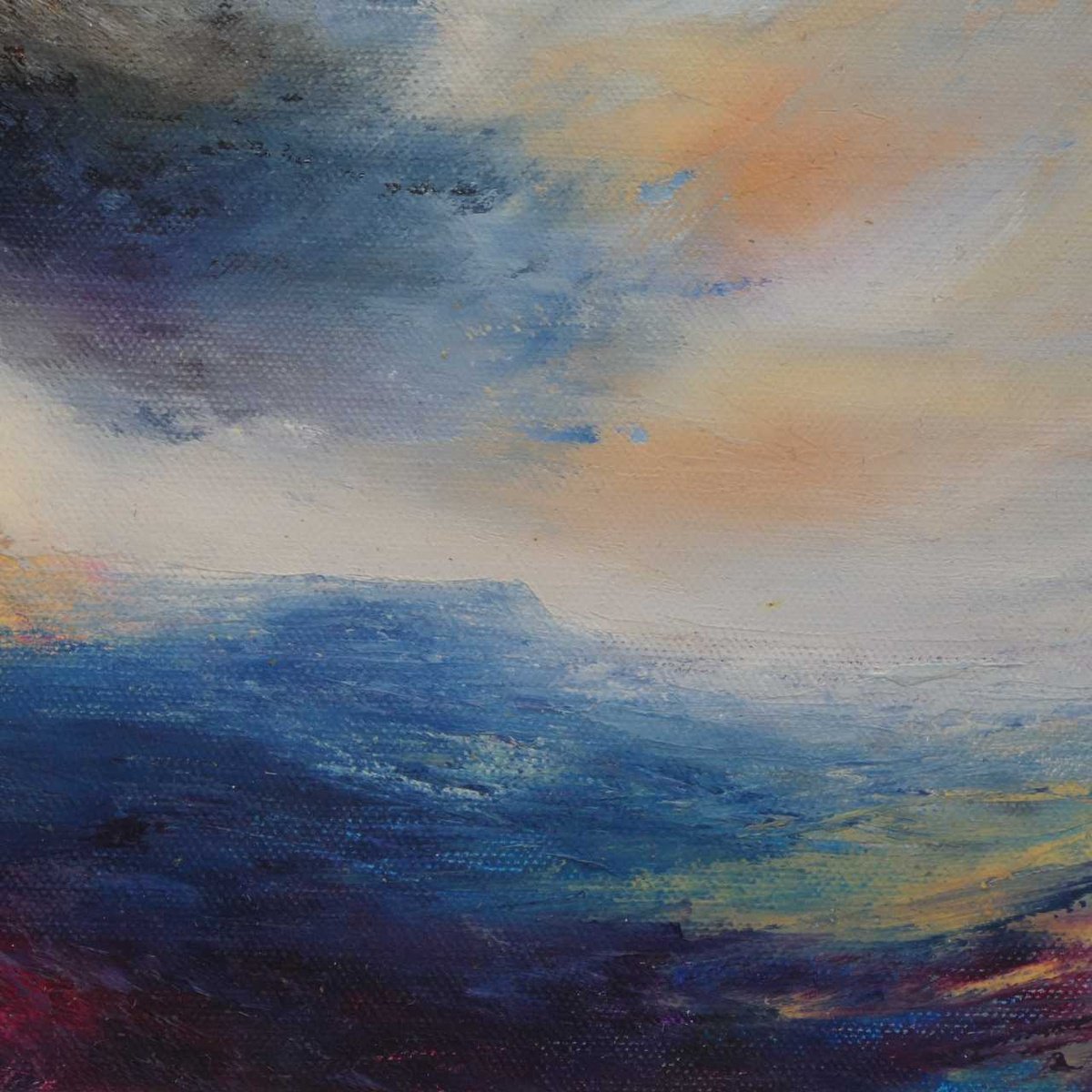 Impressionistic Landscape Oil Painting By Oconnart, 10 X 10", Stanage Landscape, England, Original Artwork