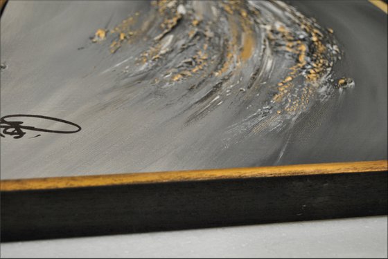 Black and Gold- Abstract- Painting- Acrylic Canvas Art - Wall Art - Framed Art -  Modern Art